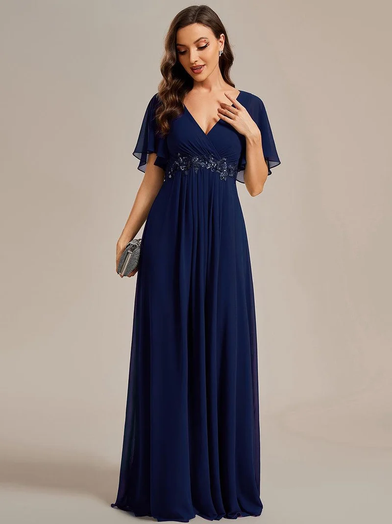 ever IVYROSE|Robe de soirée de mariage élégante en mousseline de soie