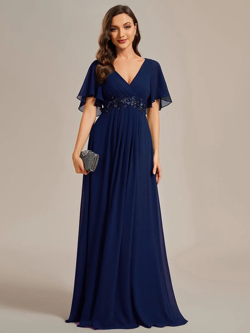 ever IVYROSE|Robe de soirée de mariage élégante en mousseline de soie