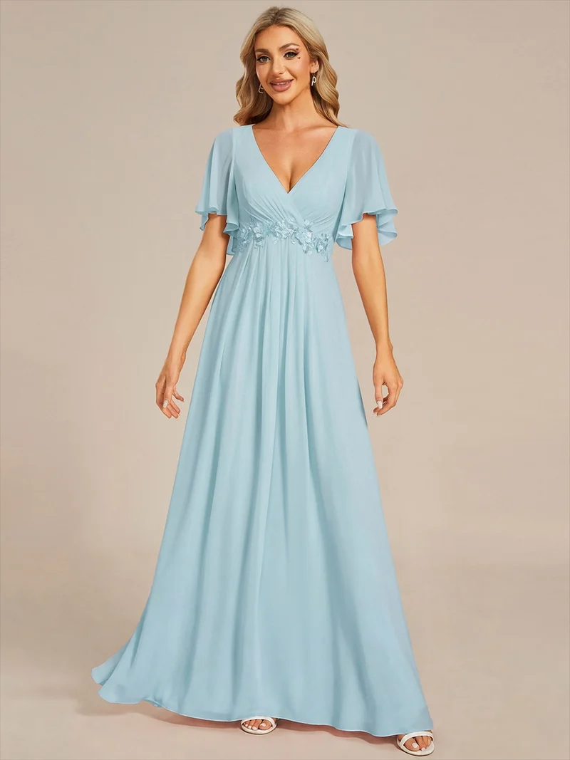 ever IVYROSE|Robe de soirée de mariage élégante en mousseline de soie