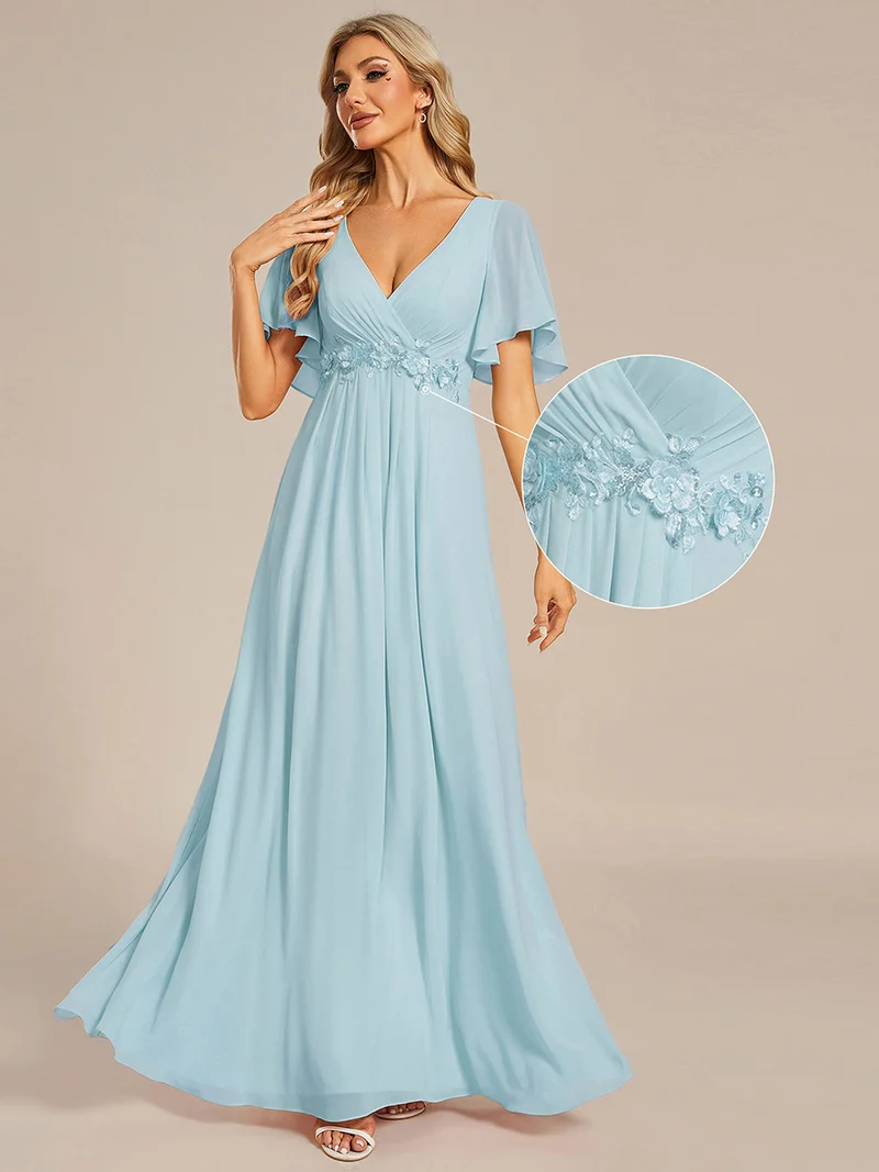 ever IVYROSE|Robe de soirée de mariage élégante en mousseline de soie