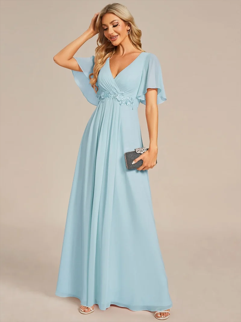 ever IVYROSE|Robe de soirée de mariage élégante en mousseline de soie