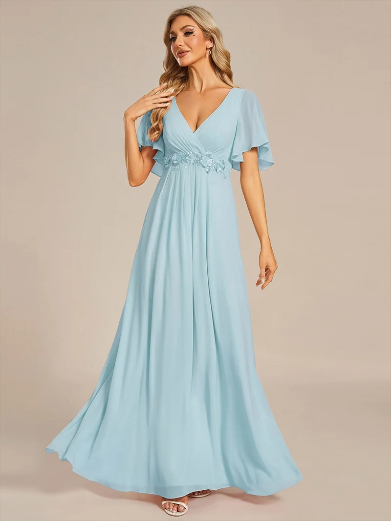 ever IVYROSE|Robe de soirée de mariage élégante en mousseline de soie