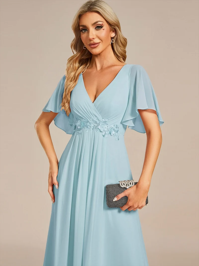 ever IVYROSE|Robe de soirée de mariage élégante en mousseline de soie