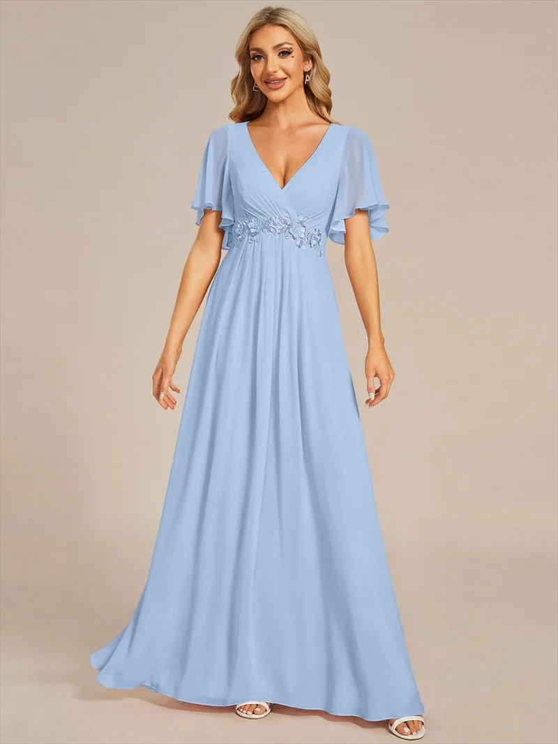 ever IVYROSE|Robe de soirée de mariage élégante en mousseline de soie