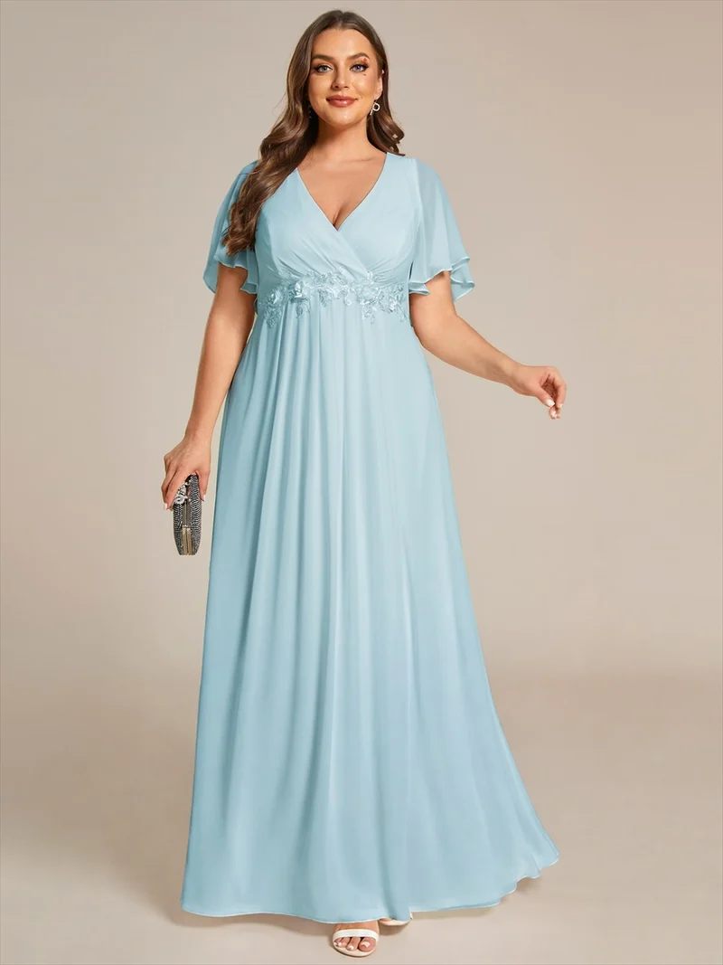ever IVYROSE|Robe de soirée de mariage élégante en mousseline de soie