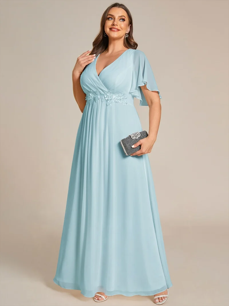 ever IVYROSE|Robe de soirée de mariage élégante en mousseline de soie