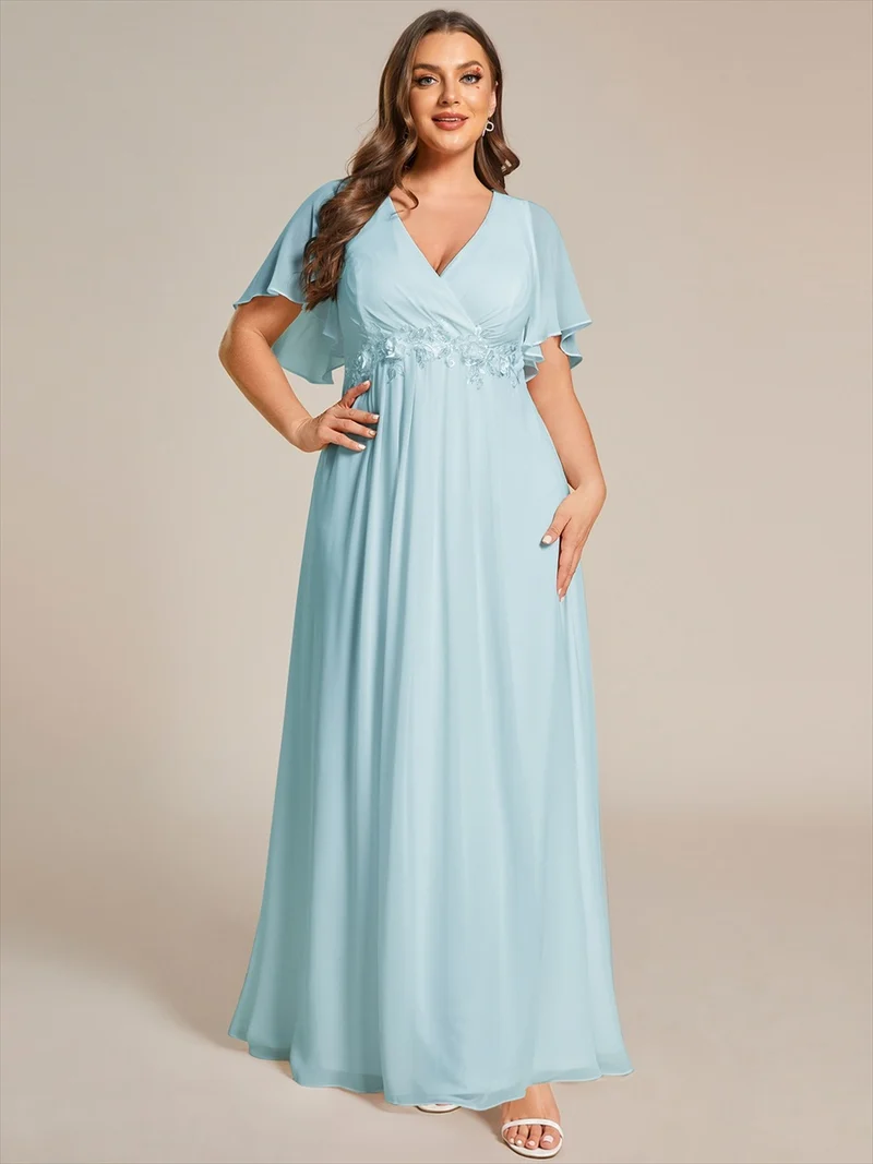 ever IVYROSE|Robe de soirée de mariage élégante en mousseline de soie