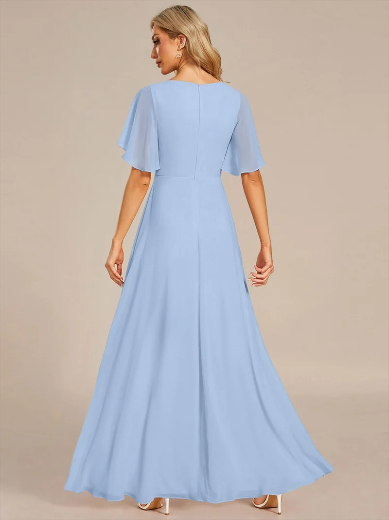 ever IVYROSE|Robe de soirée de mariage élégante en mousseline de soie