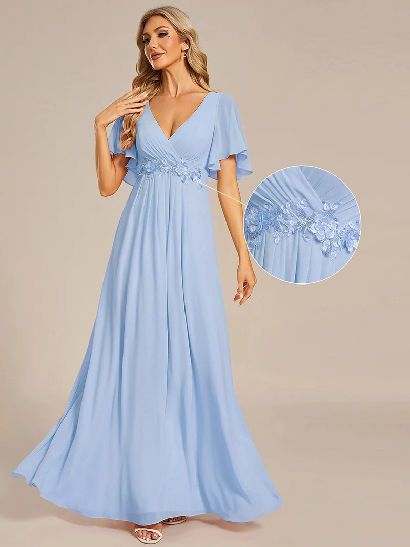ever IVYROSE|Robe de soirée de mariage élégante en mousseline de soie