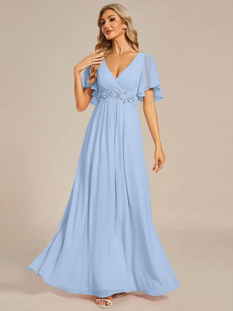 ever IVYROSE|Robe de soirée de mariage élégante en mousseline de soie