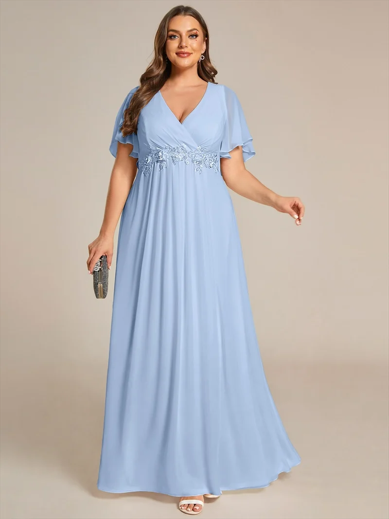 ever IVYROSE|Robe de soirée de mariage élégante en mousseline de soie