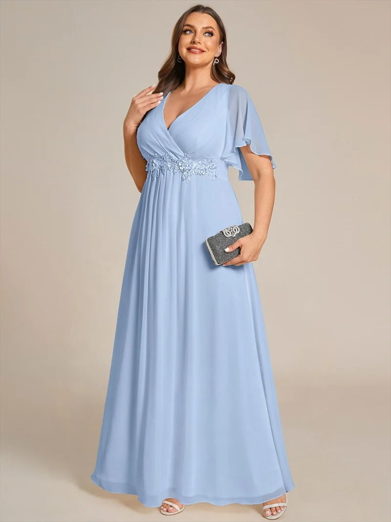 ever IVYROSE|Robe de soirée de mariage élégante en mousseline de soie