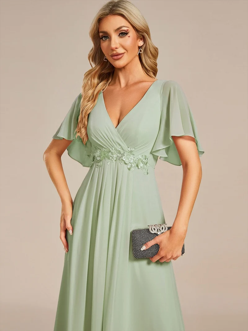 ever IVYROSE|Robe de soirée de mariage élégante en mousseline de soie