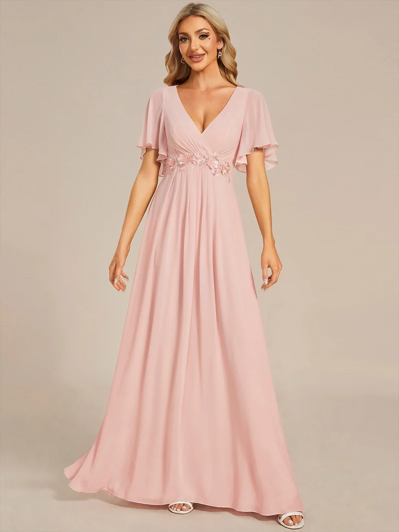 ever IVYROSE|Robe de soirée de mariage élégante en mousseline de soie
