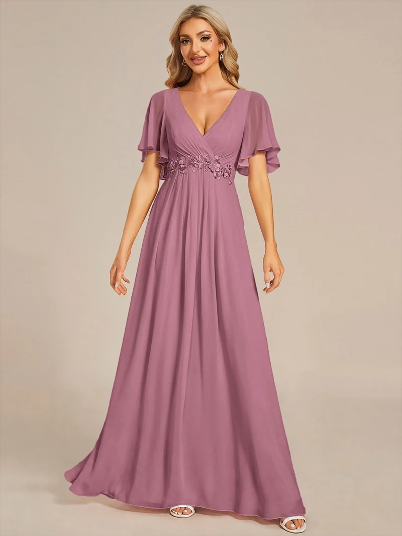 ever IVYROSE|Robe de soirée de mariage élégante en mousseline de soie
