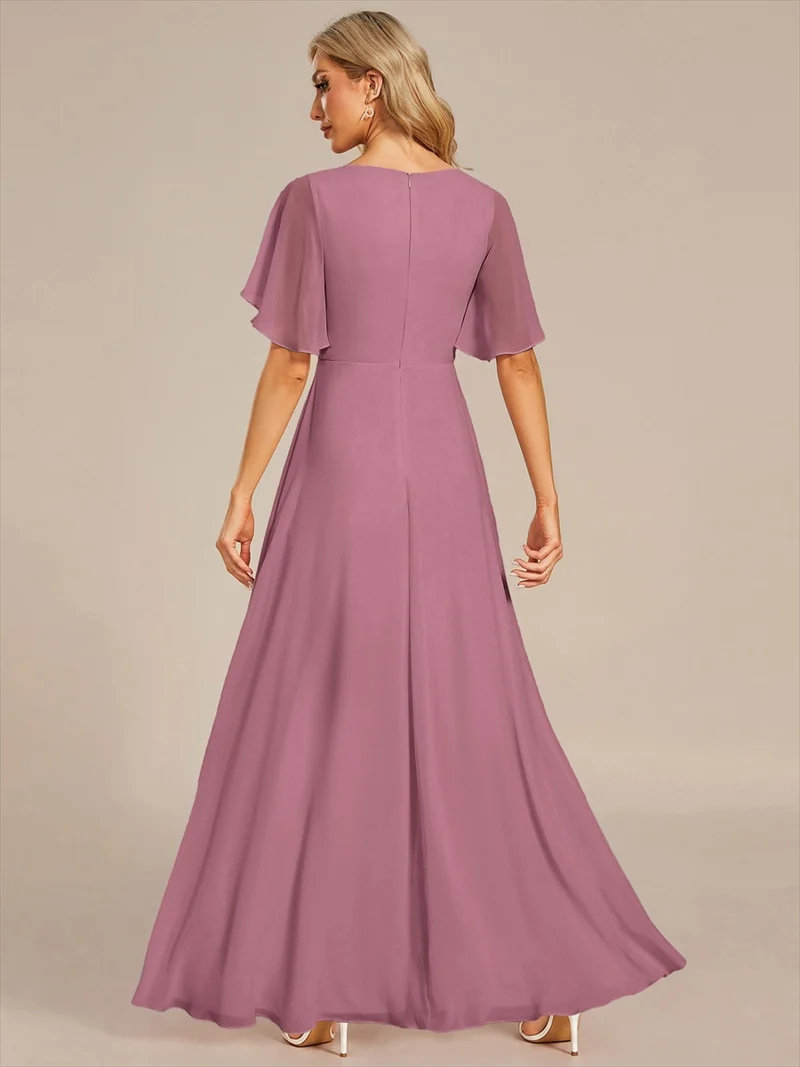 ever IVYROSE|Robe de soirée de mariage élégante en mousseline de soie