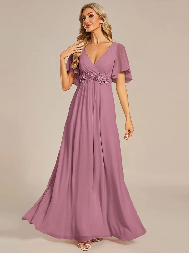 ever IVYROSE|Robe de soirée de mariage élégante en mousseline de soie