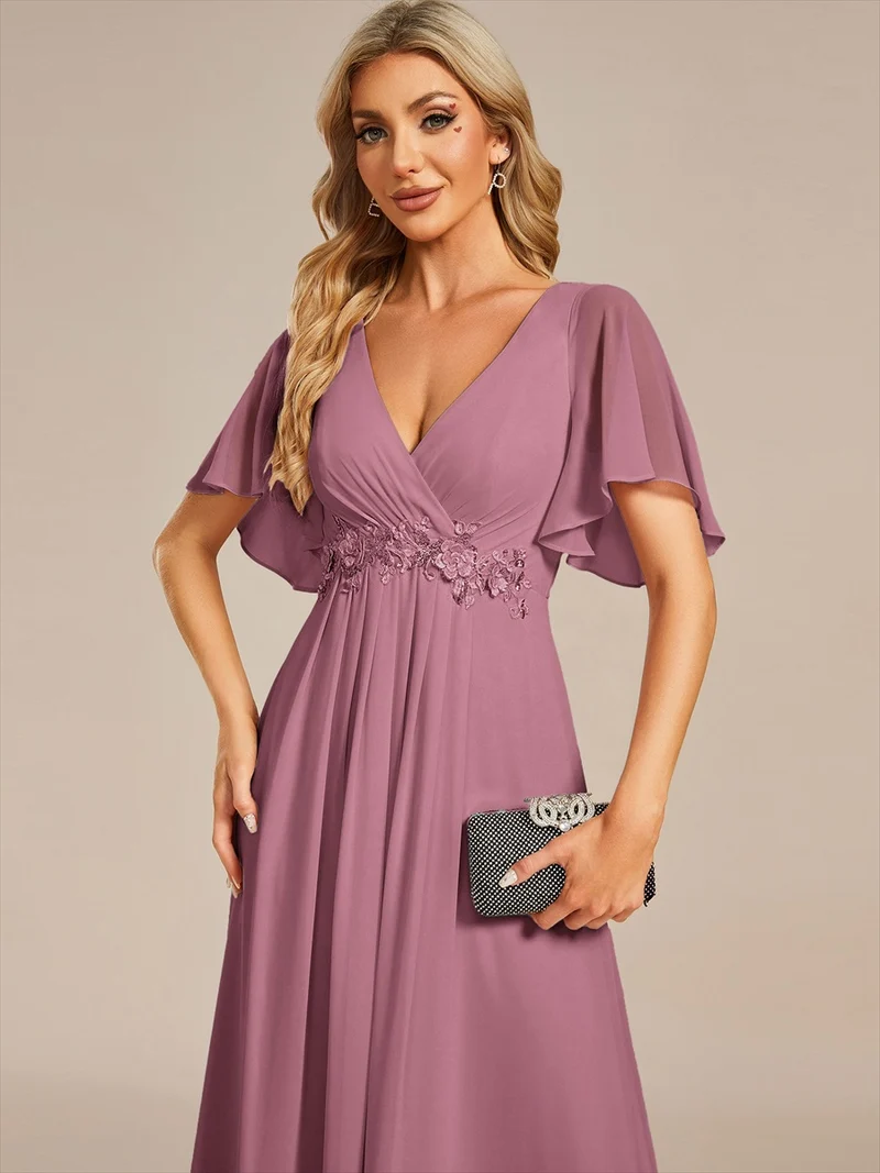 ever IVYROSE|Robe de soirée de mariage élégante en mousseline de soie