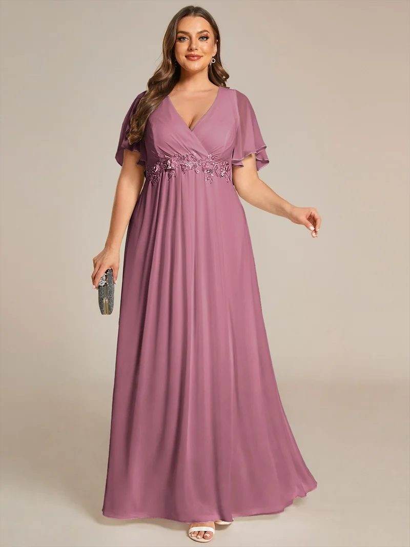 ever IVYROSE|Robe de soirée de mariage élégante en mousseline de soie