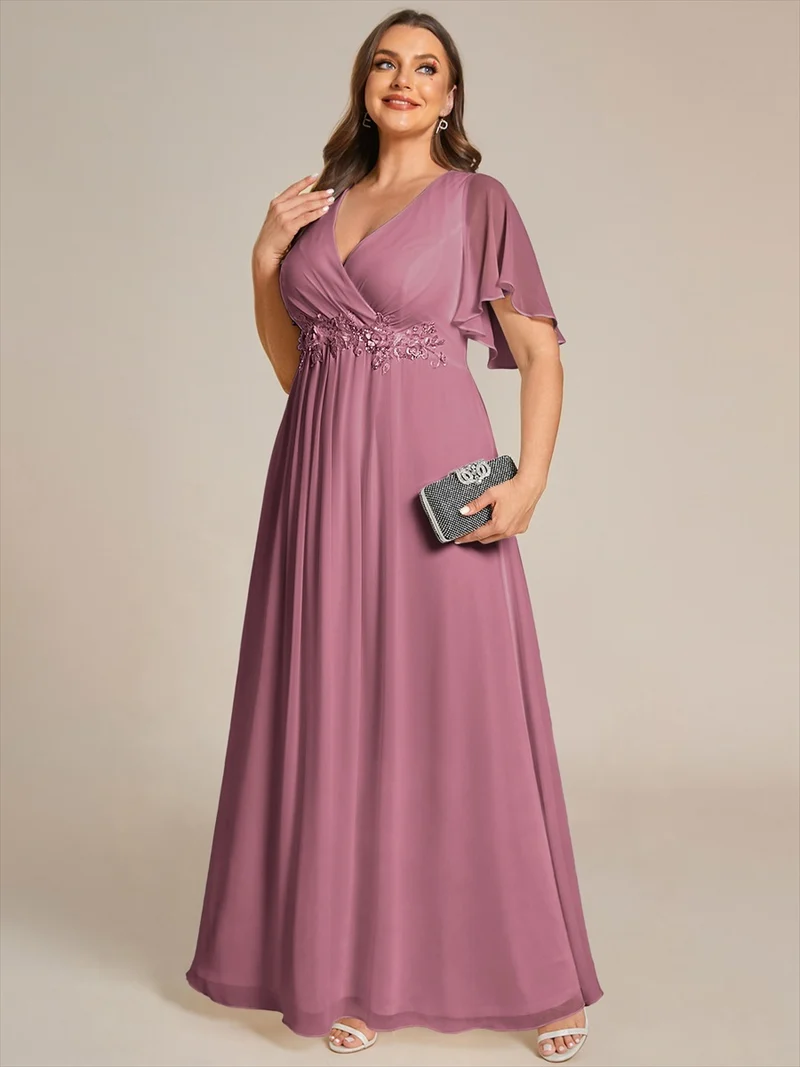 ever IVYROSE|Robe de soirée de mariage élégante en mousseline de soie