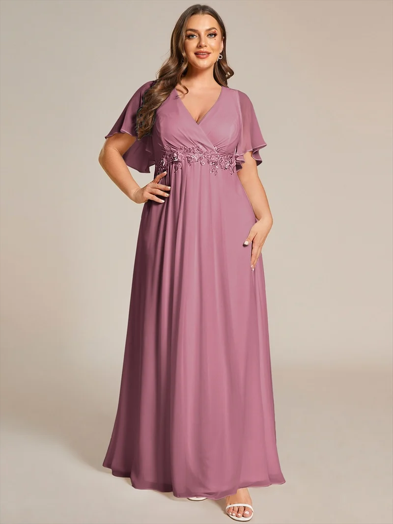 ever IVYROSE|Robe de soirée de mariage élégante en mousseline de soie