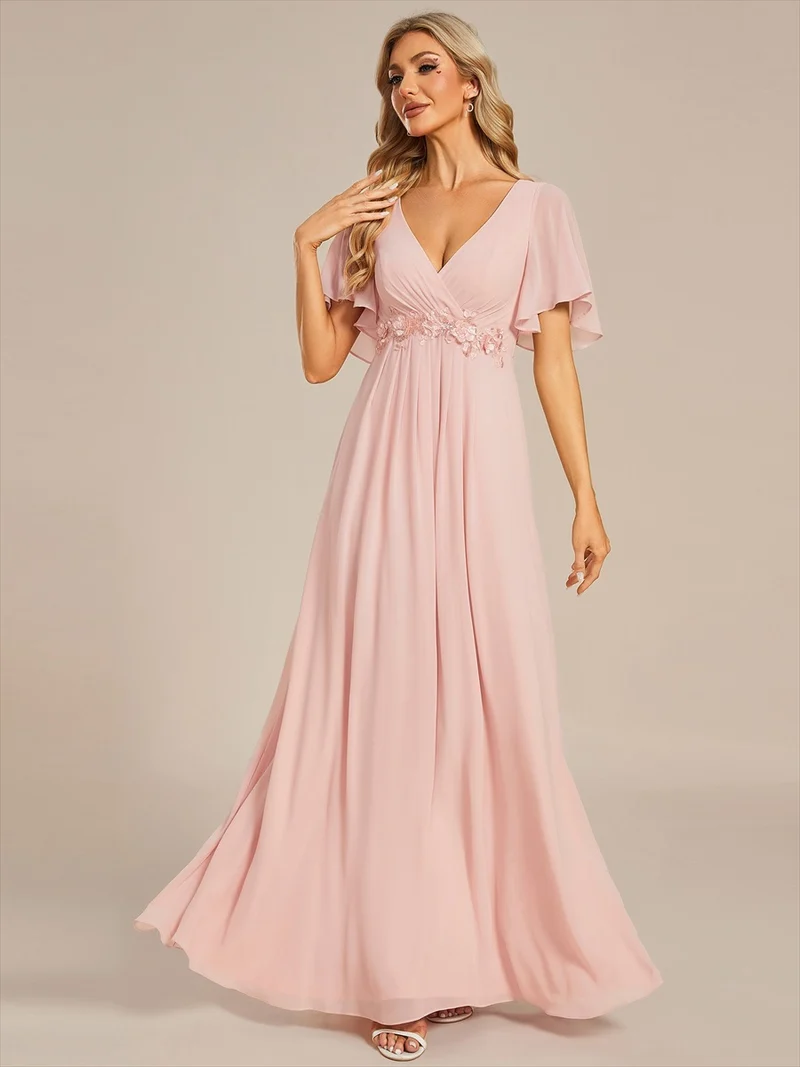 ever IVYROSE|Robe de soirée de mariage élégante en mousseline de soie
