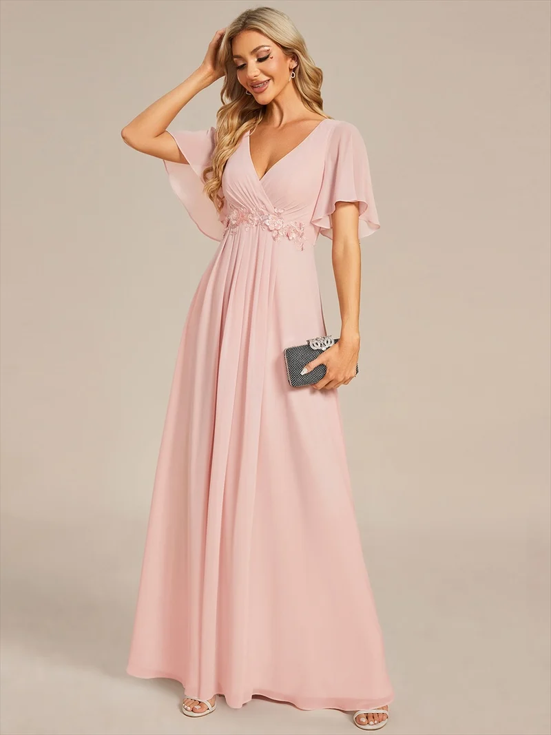 ever IVYROSE|Robe de soirée de mariage élégante en mousseline de soie