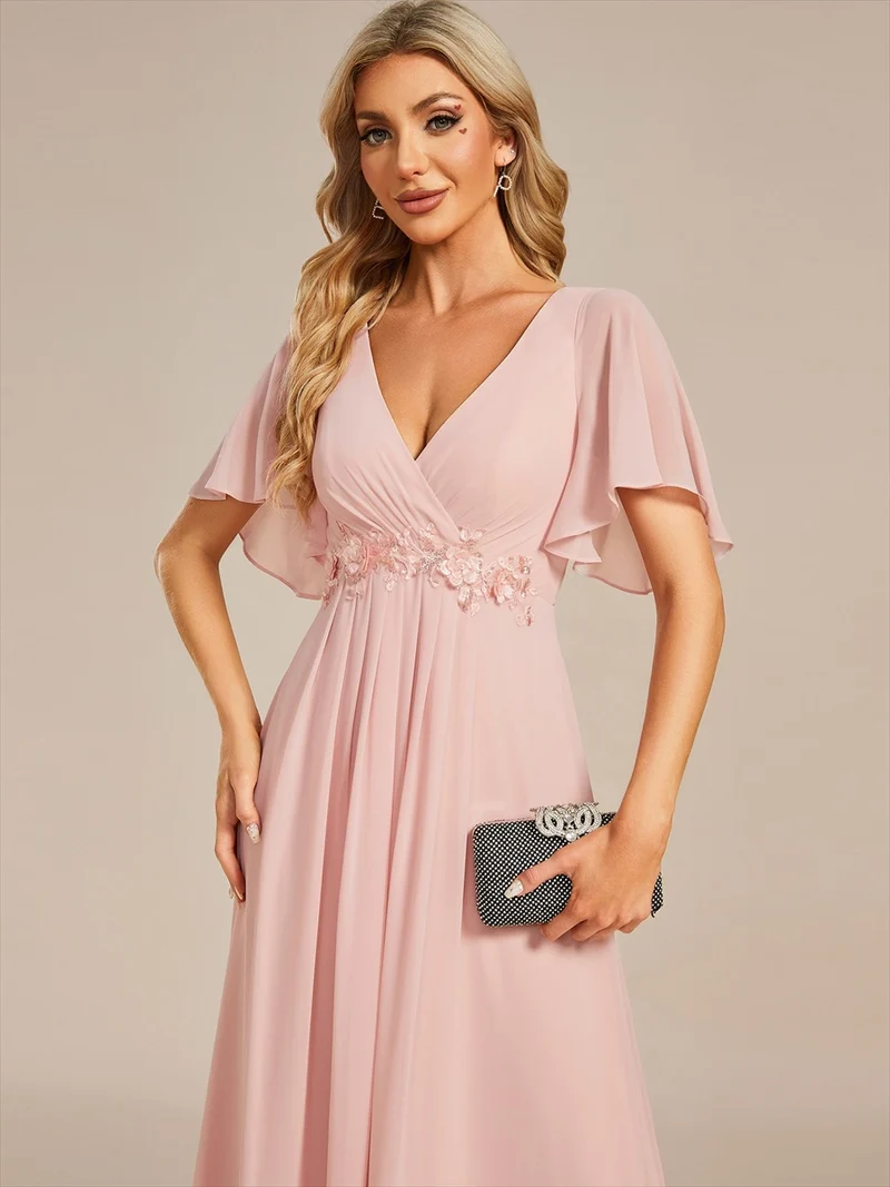 ever IVYROSE|Robe de soirée de mariage élégante en mousseline de soie
