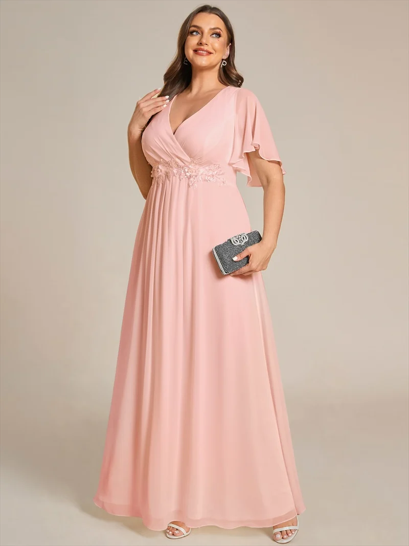 ever IVYROSE|Robe de soirée de mariage élégante en mousseline de soie