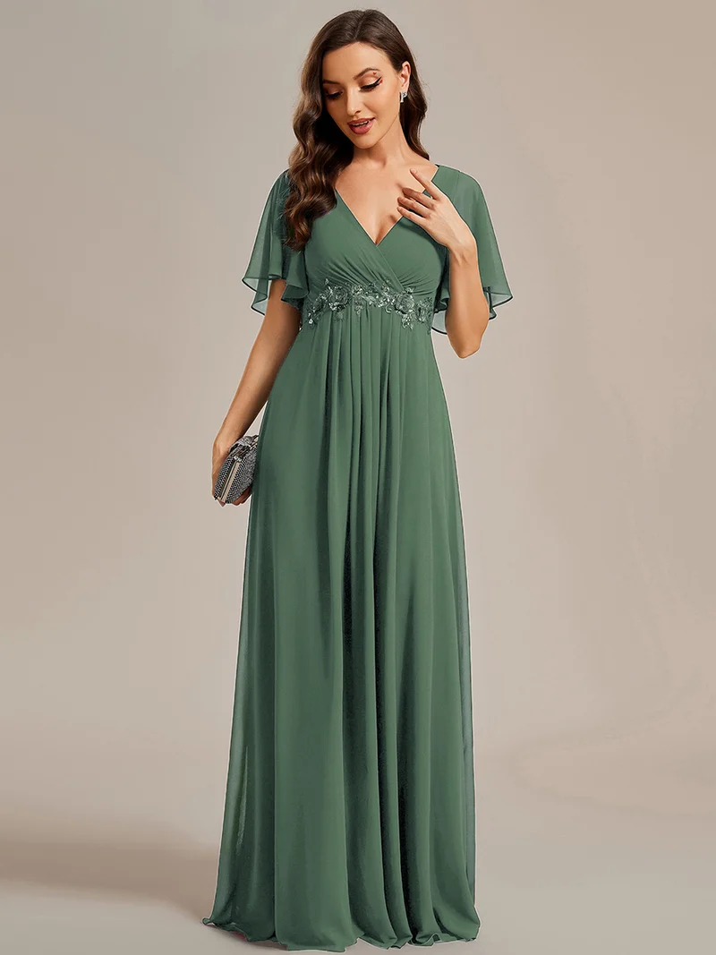 ever IVYROSE|Robe de soirée de mariage élégante en mousseline de soie