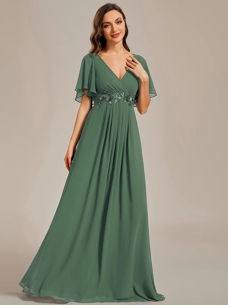 ever IVYROSE|Robe de soirée de mariage élégante en mousseline de soie