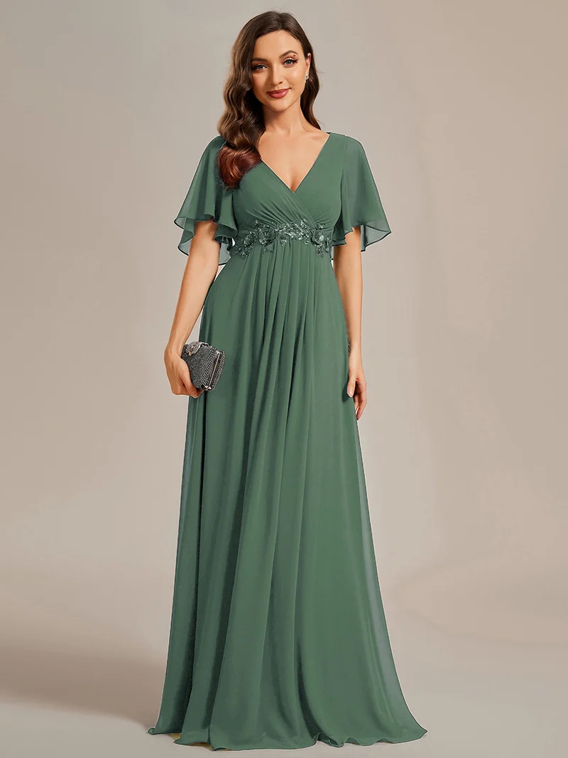 ever IVYROSE|Robe de soirée de mariage élégante en mousseline de soie