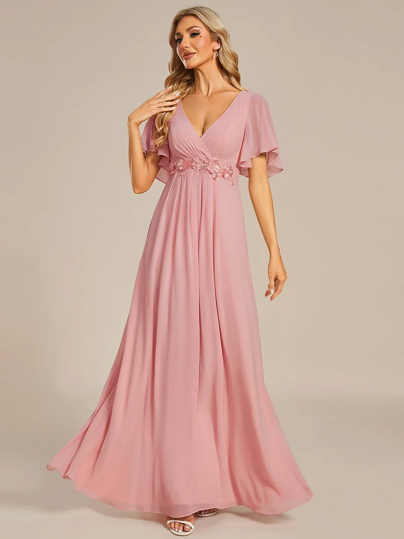 ever IVYROSE|Robe de soirée de mariage élégante en mousseline de soie