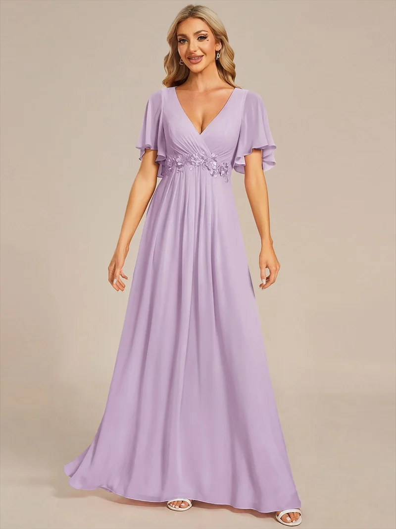 ever IVYROSE|Robe de soirée de mariage élégante en mousseline de soie