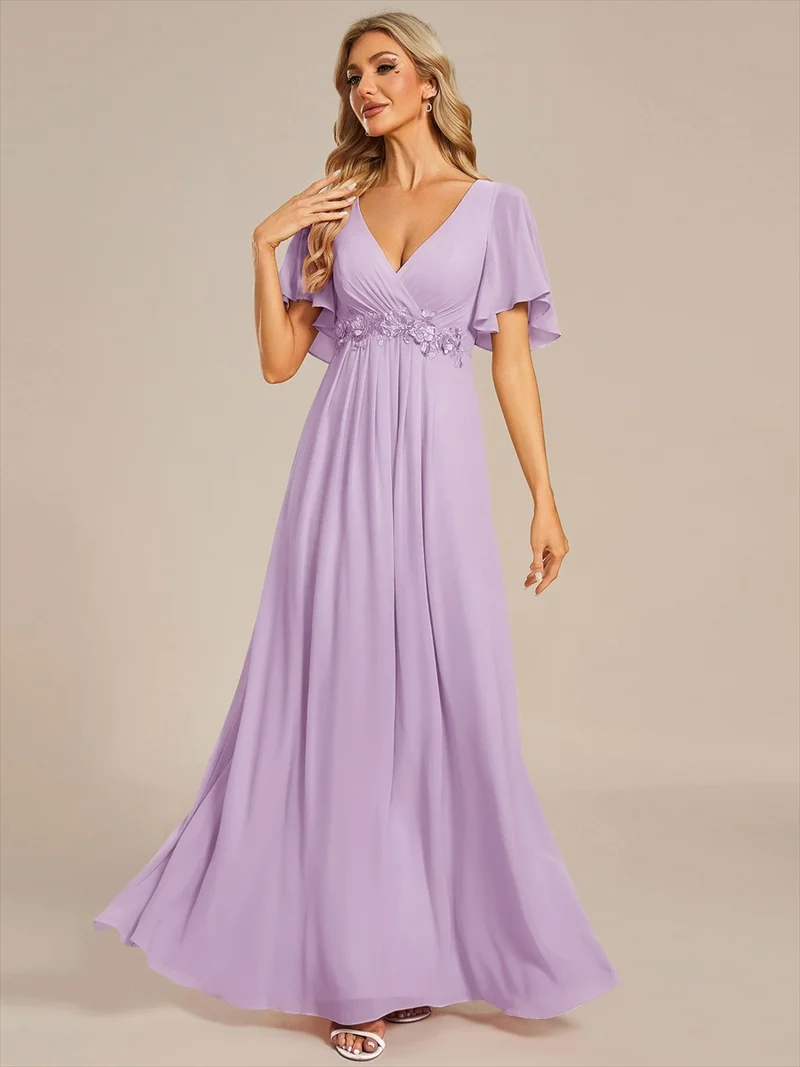 ever IVYROSE|Robe de soirée de mariage élégante en mousseline de soie