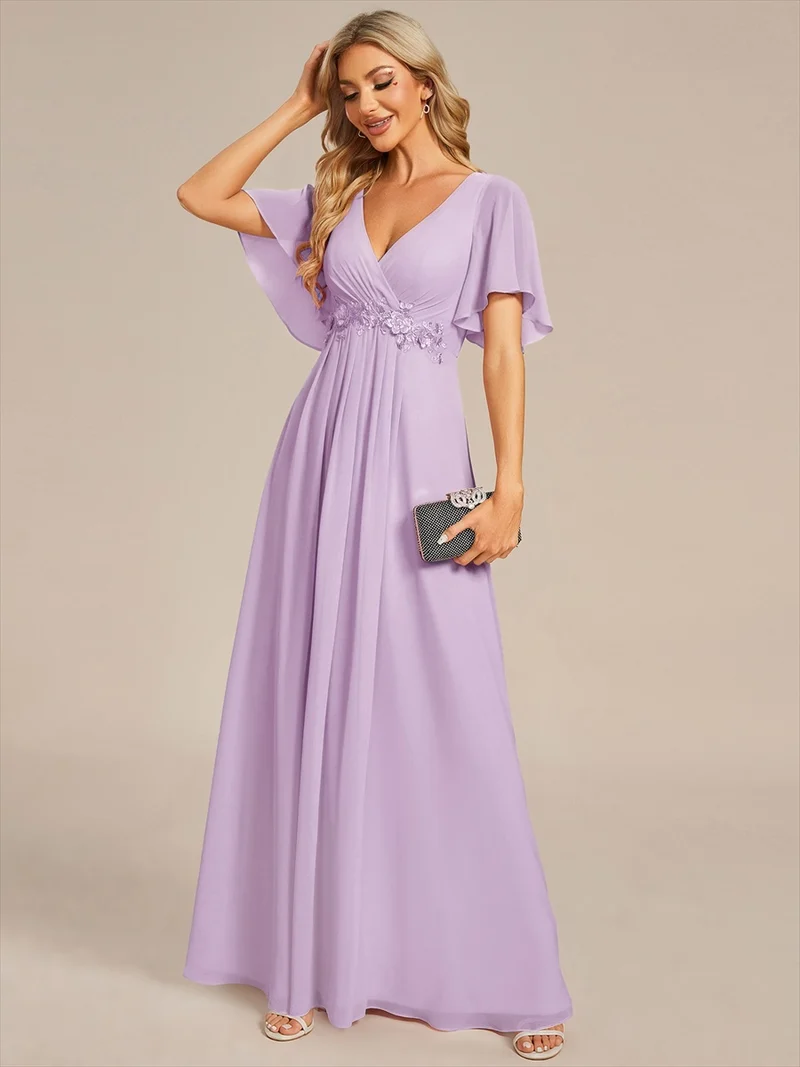 ever IVYROSE|Robe de soirée de mariage élégante en mousseline de soie