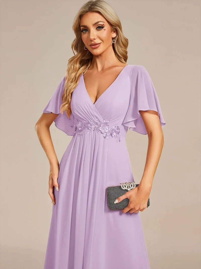 ever IVYROSE|Robe de soirée de mariage élégante en mousseline de soie