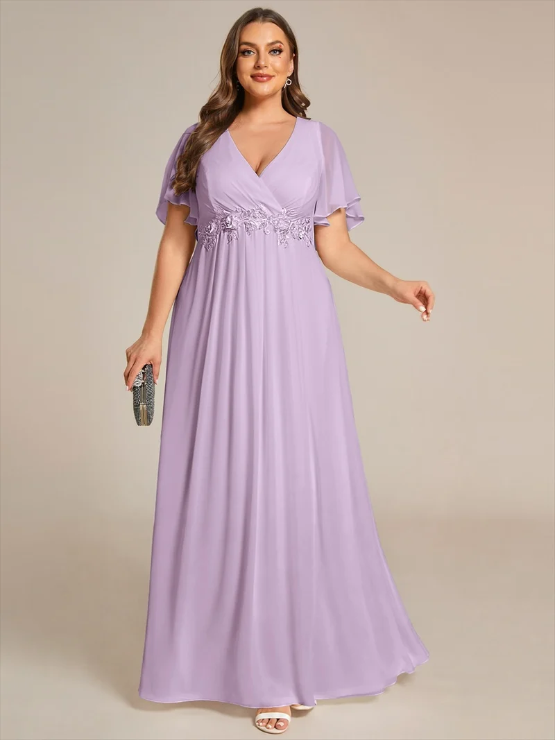 ever IVYROSE|Robe de soirée de mariage élégante en mousseline de soie