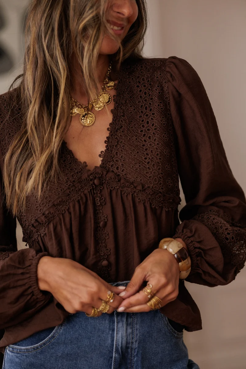 Blouse Laya marron
