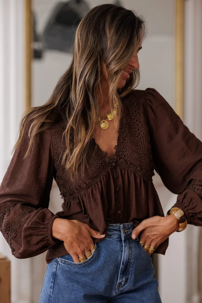 Blouse Laya marron
