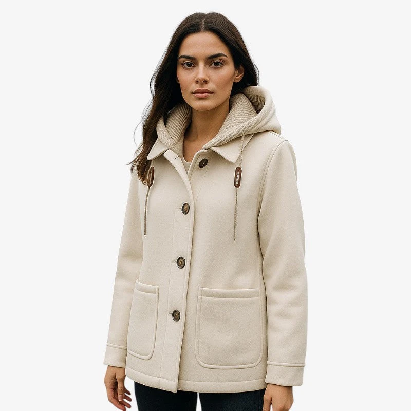 Aleena – Veste à capuche boutonnée à manches longues avec poches