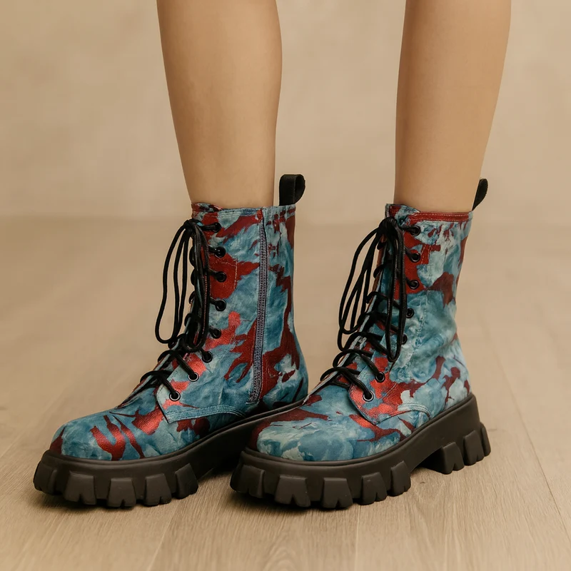 Bottes militaires à lacets avec fermeture éclair latérale