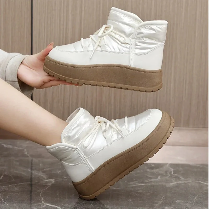 Harriet – Bottes d'hiver matelassées à lacets avec semelle épaisse