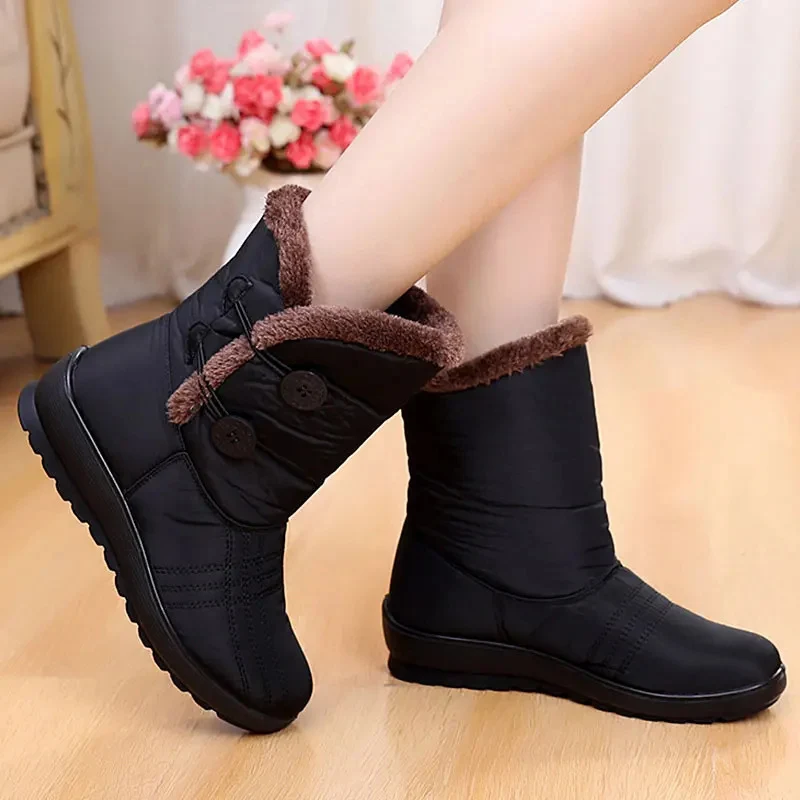Madeline – Bottines à doublure peluche et boutons latéraux