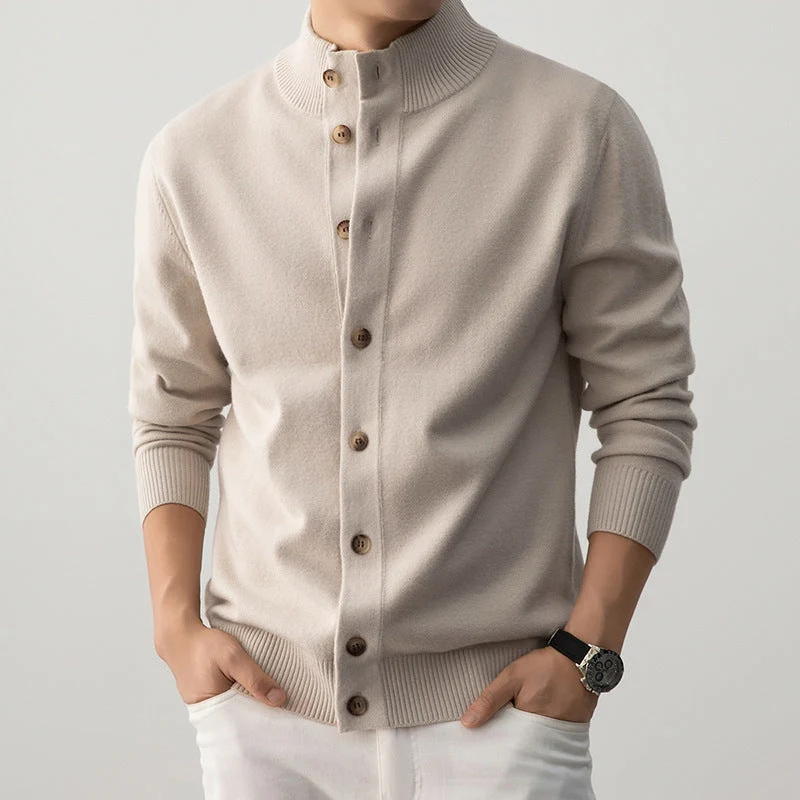 Henry – Gilet long à manches longues et col montant boutonné