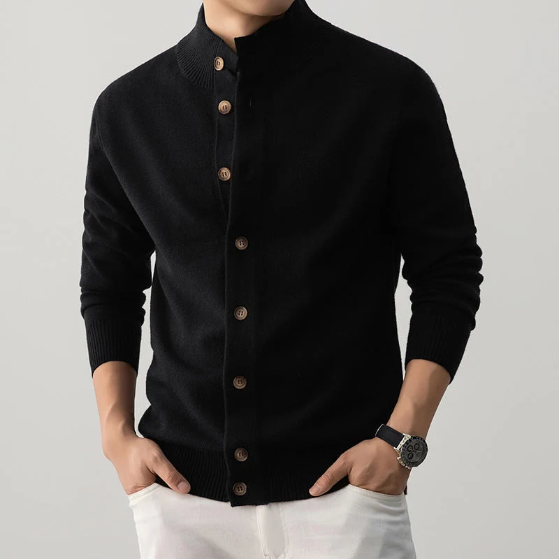 Henry – Gilet long à manches longues et col montant boutonné