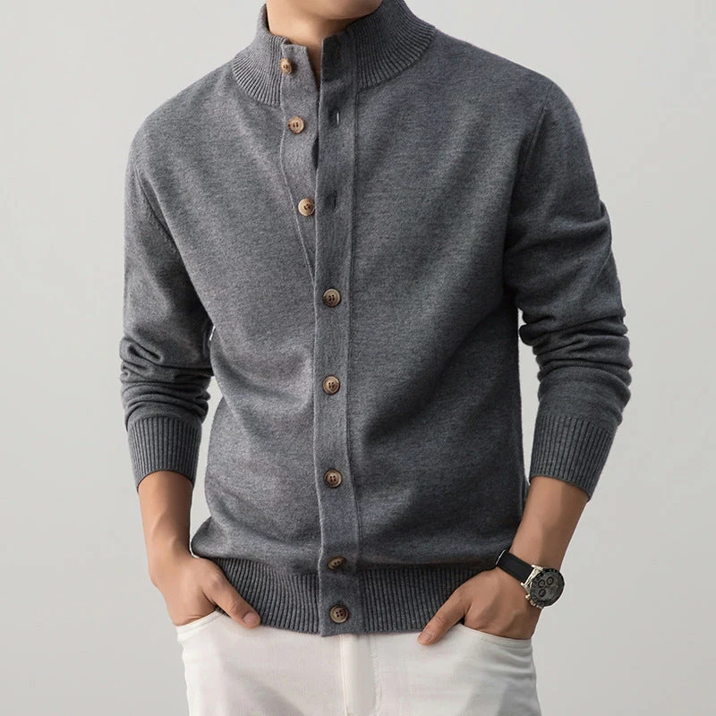 Henry – Gilet long à manches longues et col montant boutonné