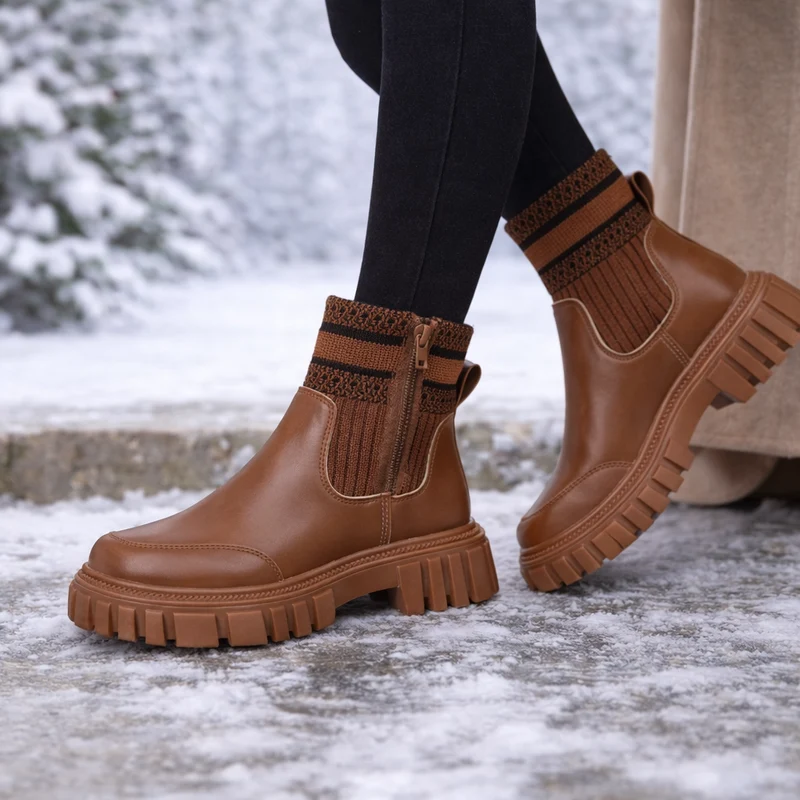 Lauren – Bottes à semelle épaisse et fermeture éclair latérale
