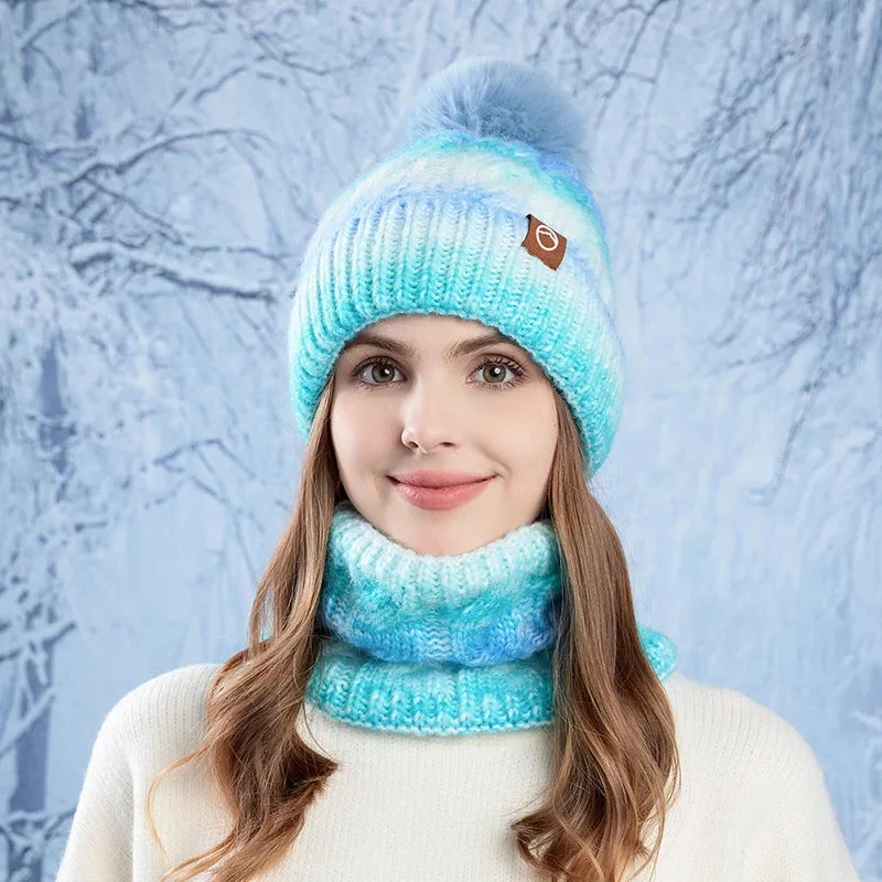 Rachel – Bonnet et collier à pompon accessoires d'hiver assortis