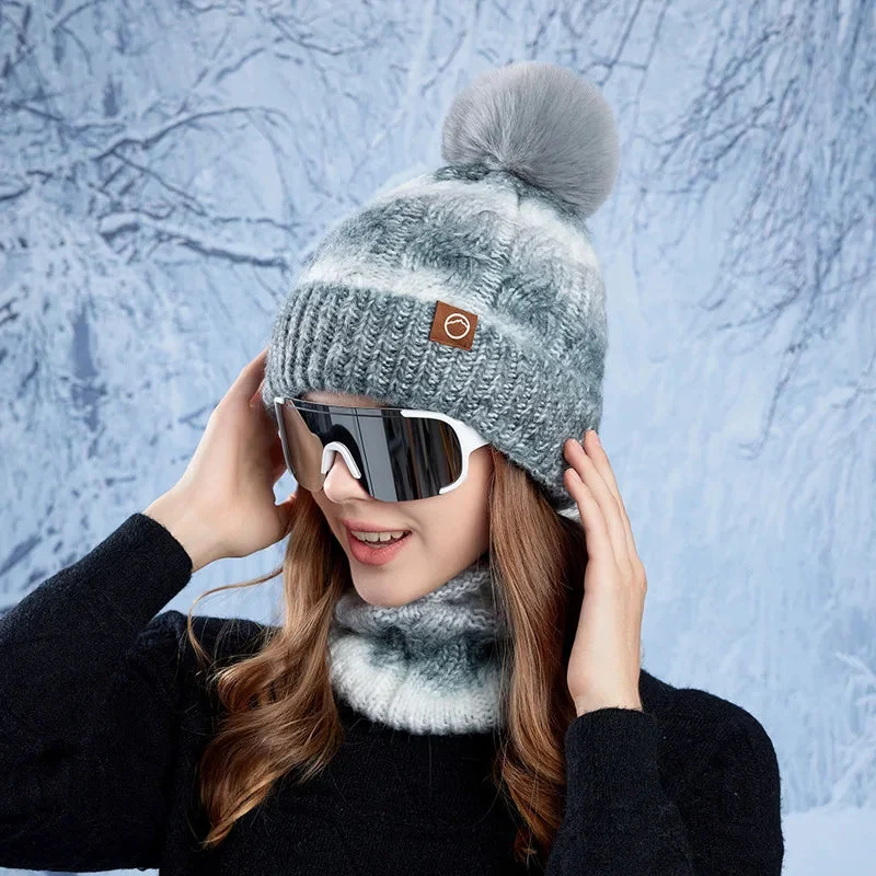 Rachel – Bonnet et collier à pompon accessoires d'hiver assortis